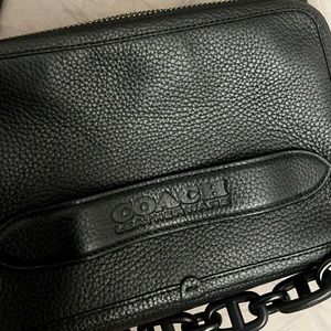 Men’s black leather coach Fanny pack